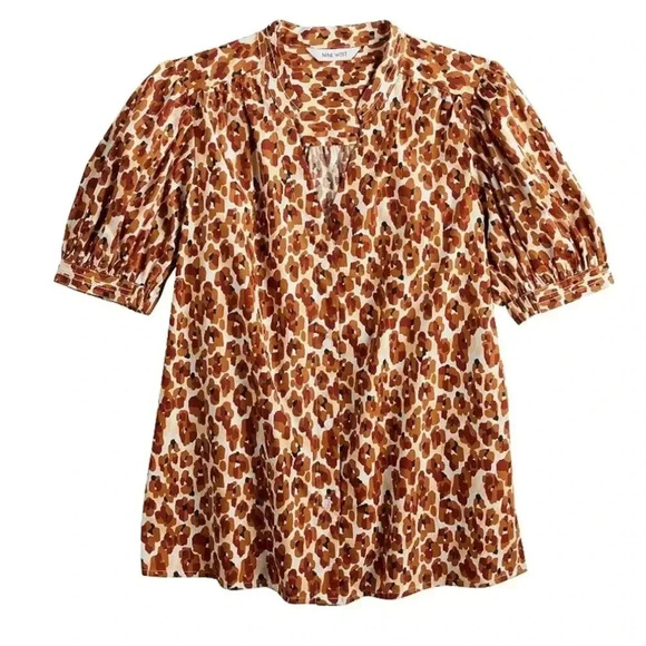 Nine West Puff Sleeve Cheetah Blouse - Picture 7 of 8
